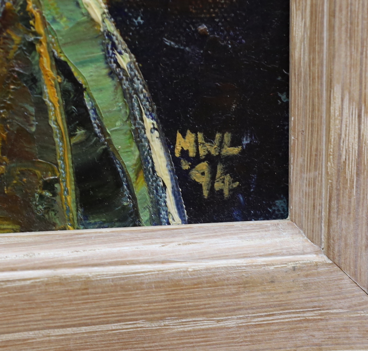 Marie Walker Last (1917-2017), impasto oil on board, 'Carnelia', initialled and dated '94, 40 x 30cm, together with a limited edition June 2018 catalogue